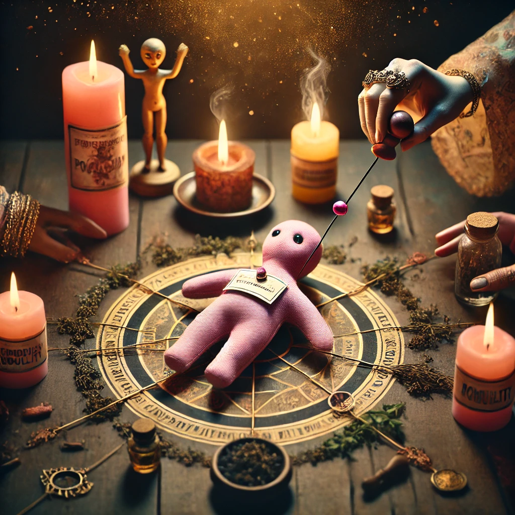 Poupée rituelle sur autel de protection